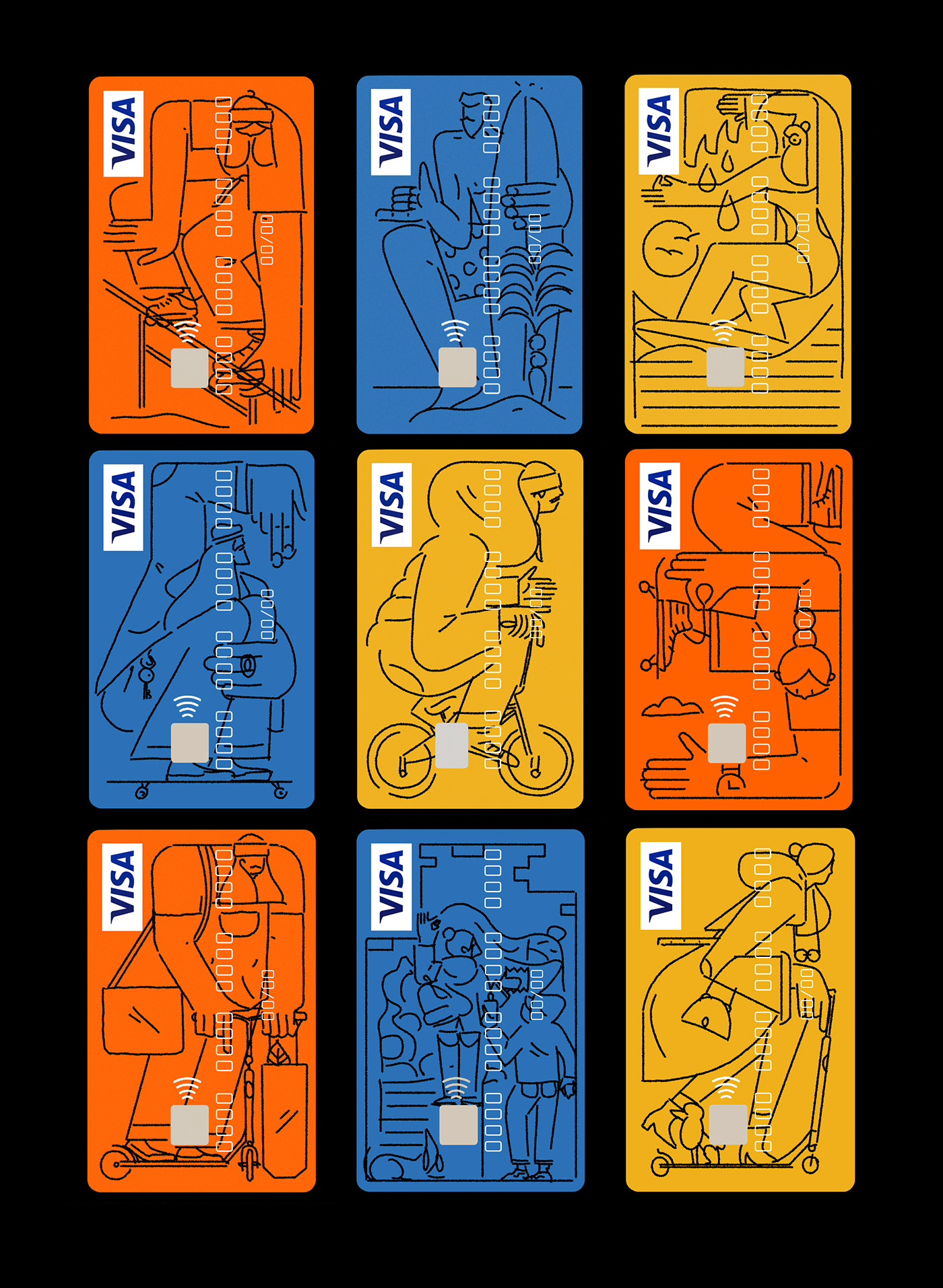 Bank credit card illo ILLUSTRATION  ing bank print Visa visa card design
