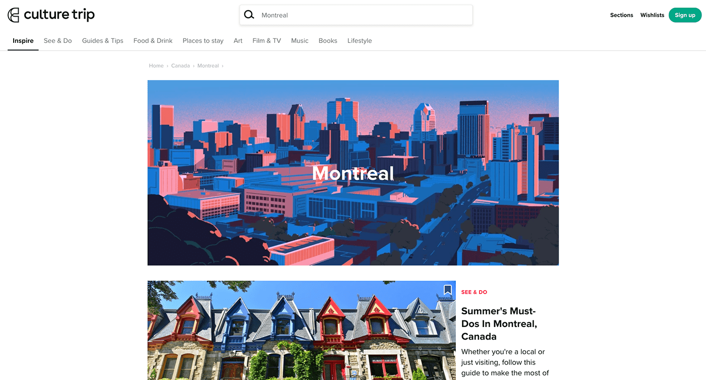 Travel Header Montreal skyline city colorful bright color flat mont royal ILLUSTRATION 