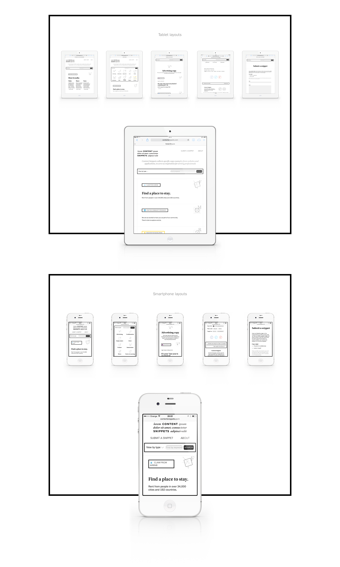 content snippets unornamental simple clean white space Responsive Design tablet smartphone for copywriters inspire minimal