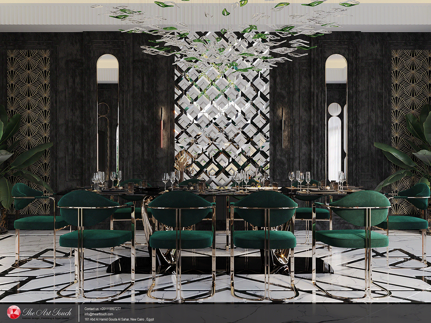 green dinning dinning room luxury art deco vintage 3ds max corona dinning table