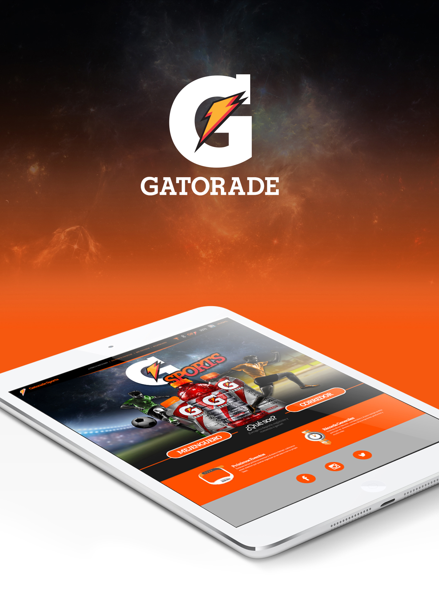 design dimernet gatorade sport run football app iPad Web orange drink energy
