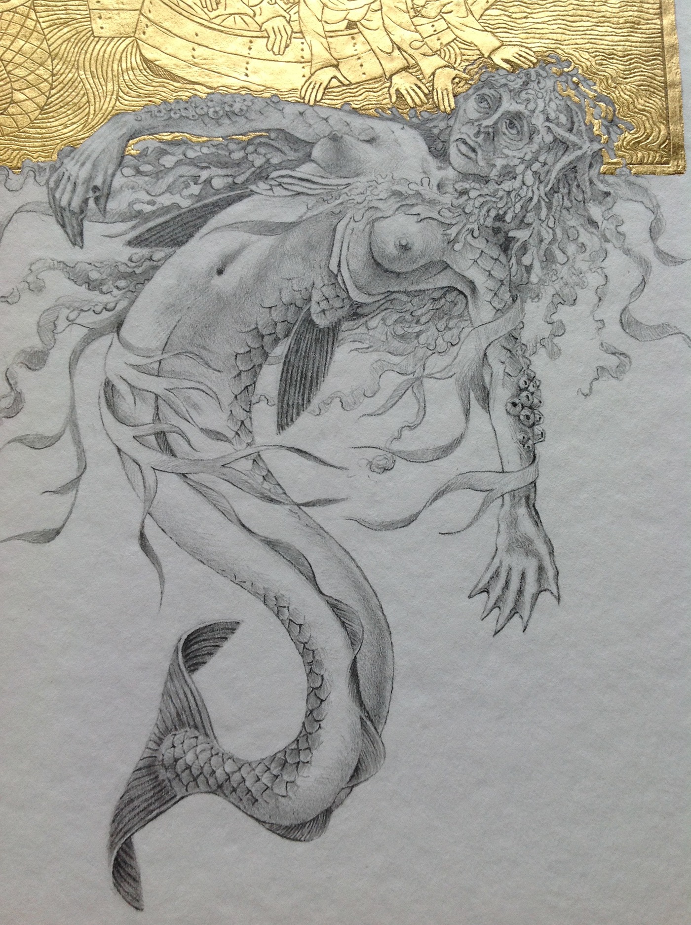 Bestiary monsters mythology middle ages book ILLUSTRATION  pencilart goldleaf greekmythology pencildrawing