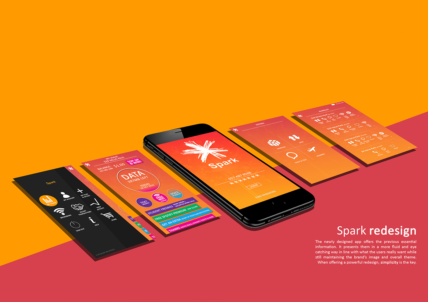 app UI ux product visual Interface GUI spark mobile Telecom