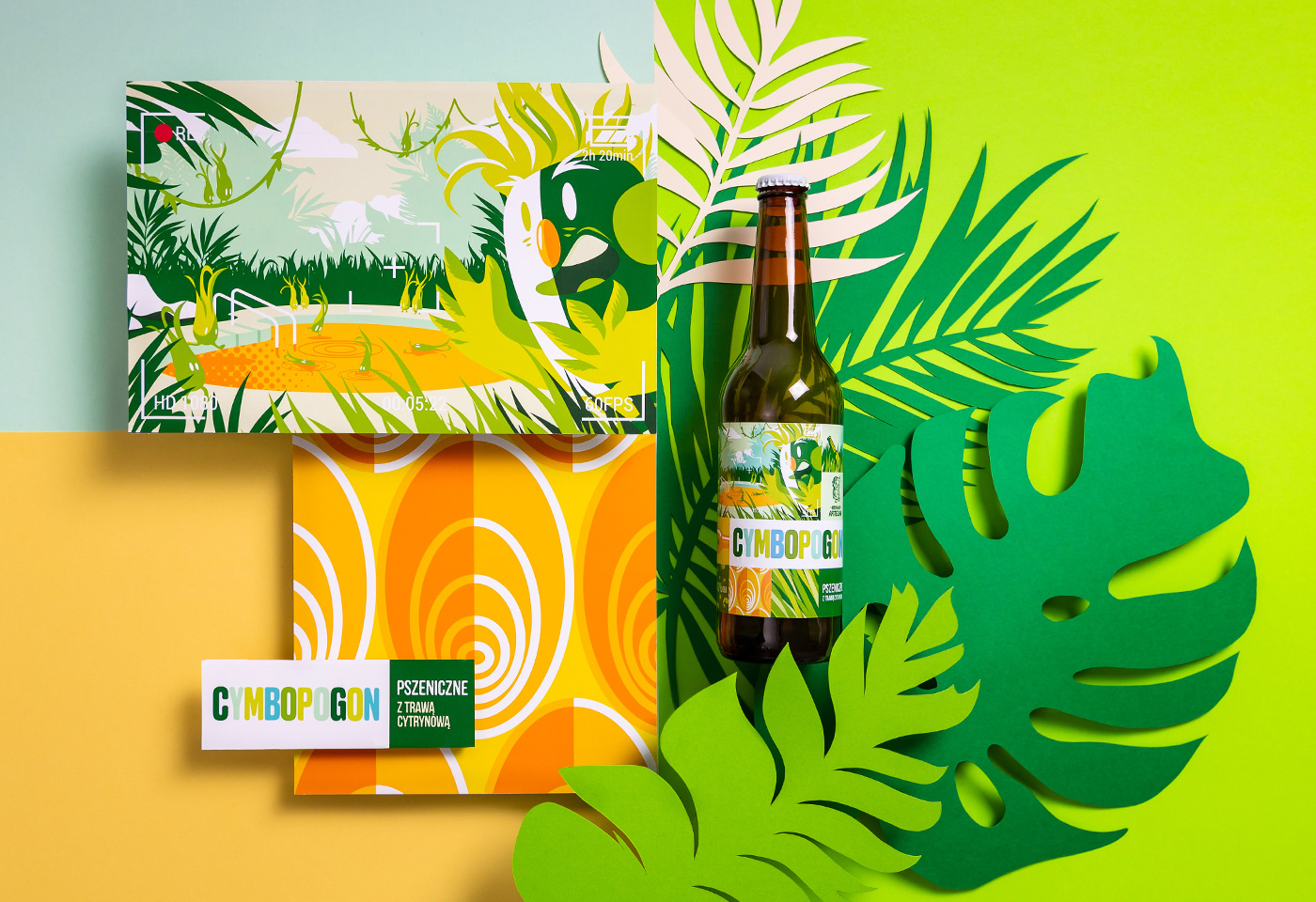 beer branding  Packaging papercraft brand brewery bottle summer colors ILLUSTRATION 