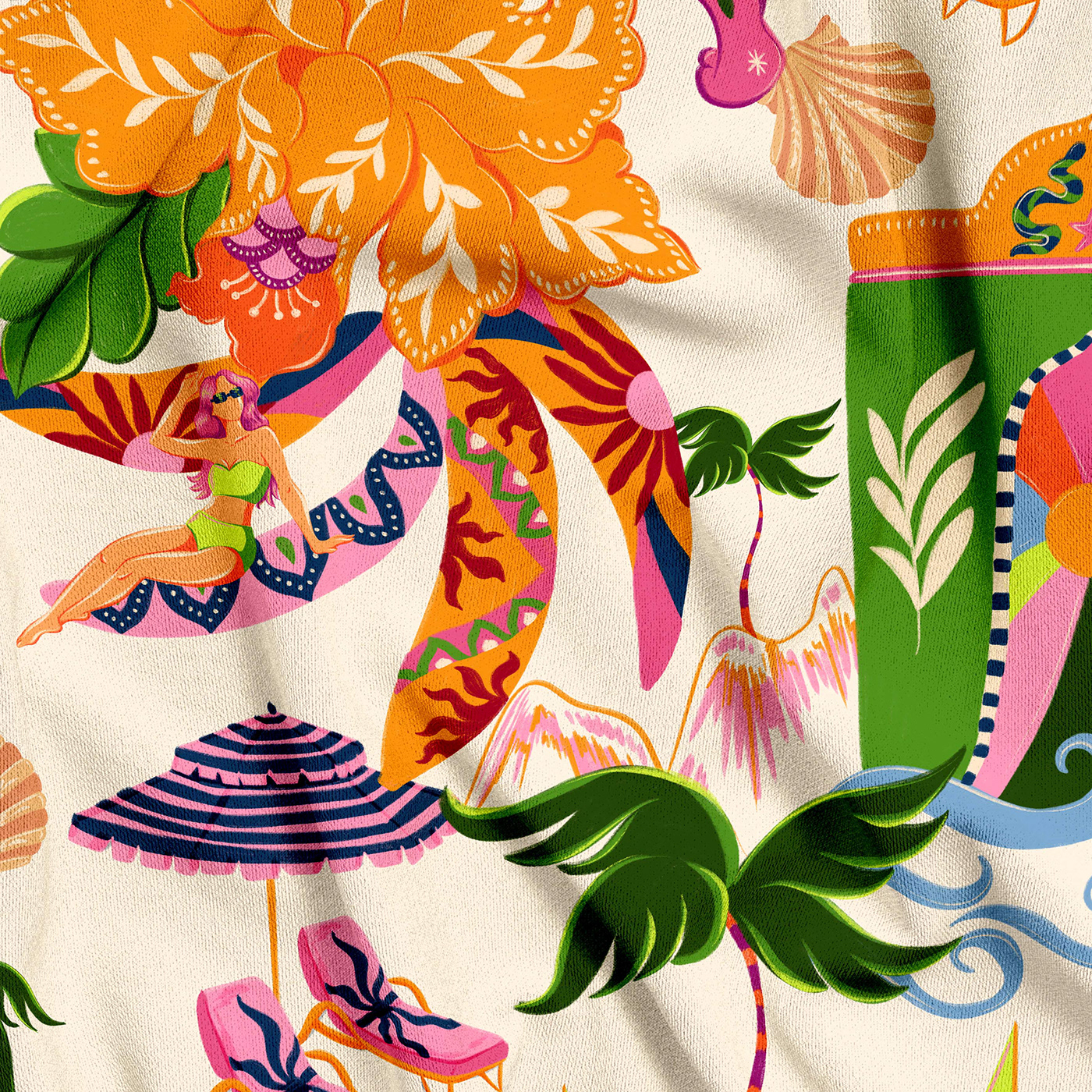 Drawing  summer wild tiger pattern print textile design  surface fabric pattern design 