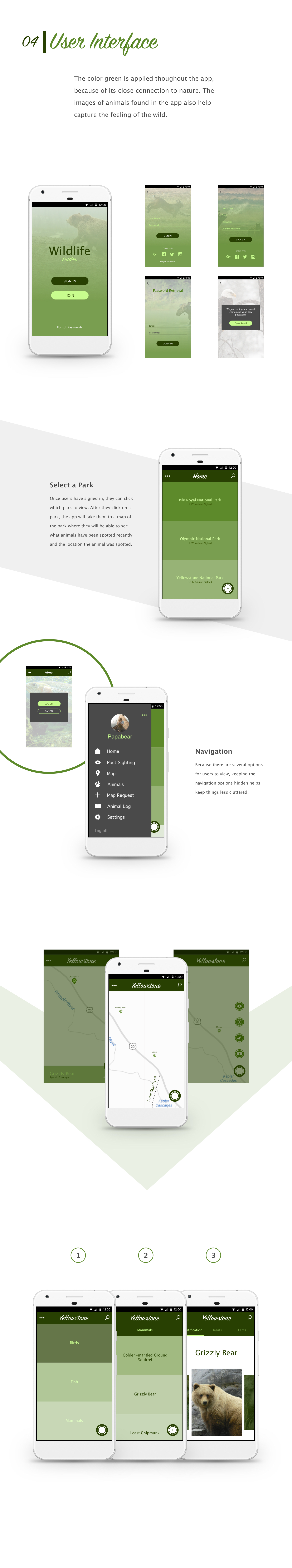 user interface user experience UI ux animals graphic design  app wireframes green mobile