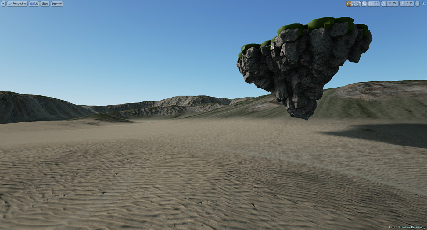 rock terrain Island Tessellation Unreal Engine prototype