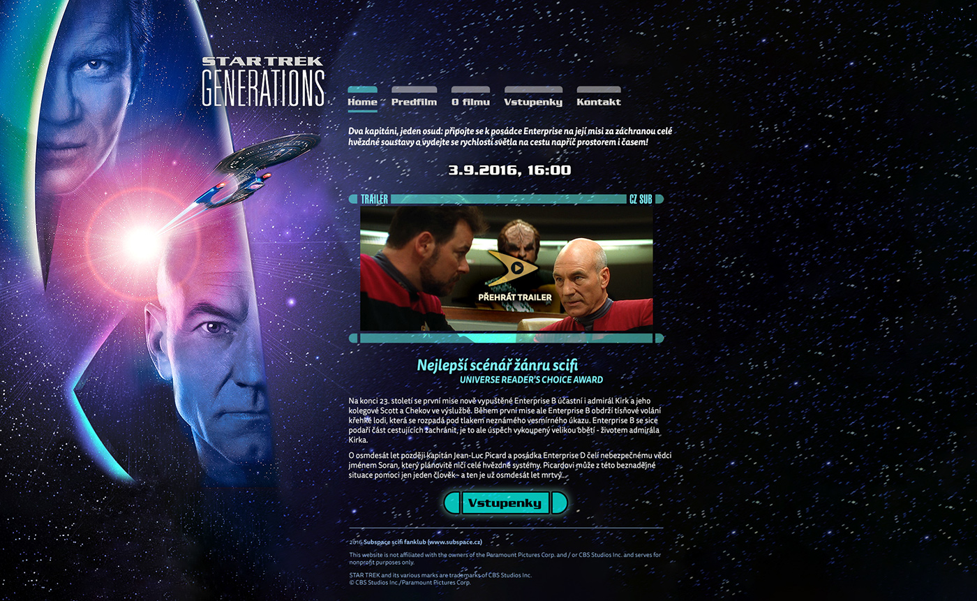 antage kam forhistorisk Star Trek Generations movie website on Behance