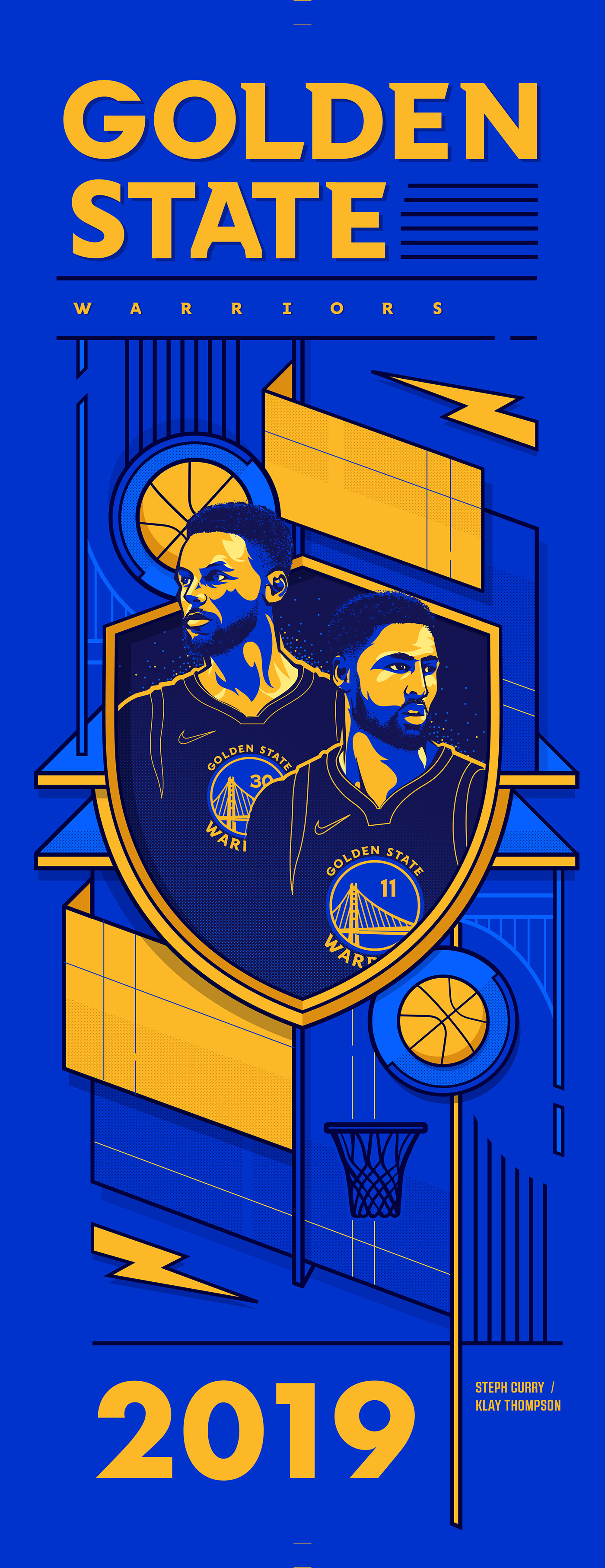 NBA basketball Golden State Warriors steph curry klay thompson sports ILLUSTRATION  adobe illustrator draw adobe fresco California