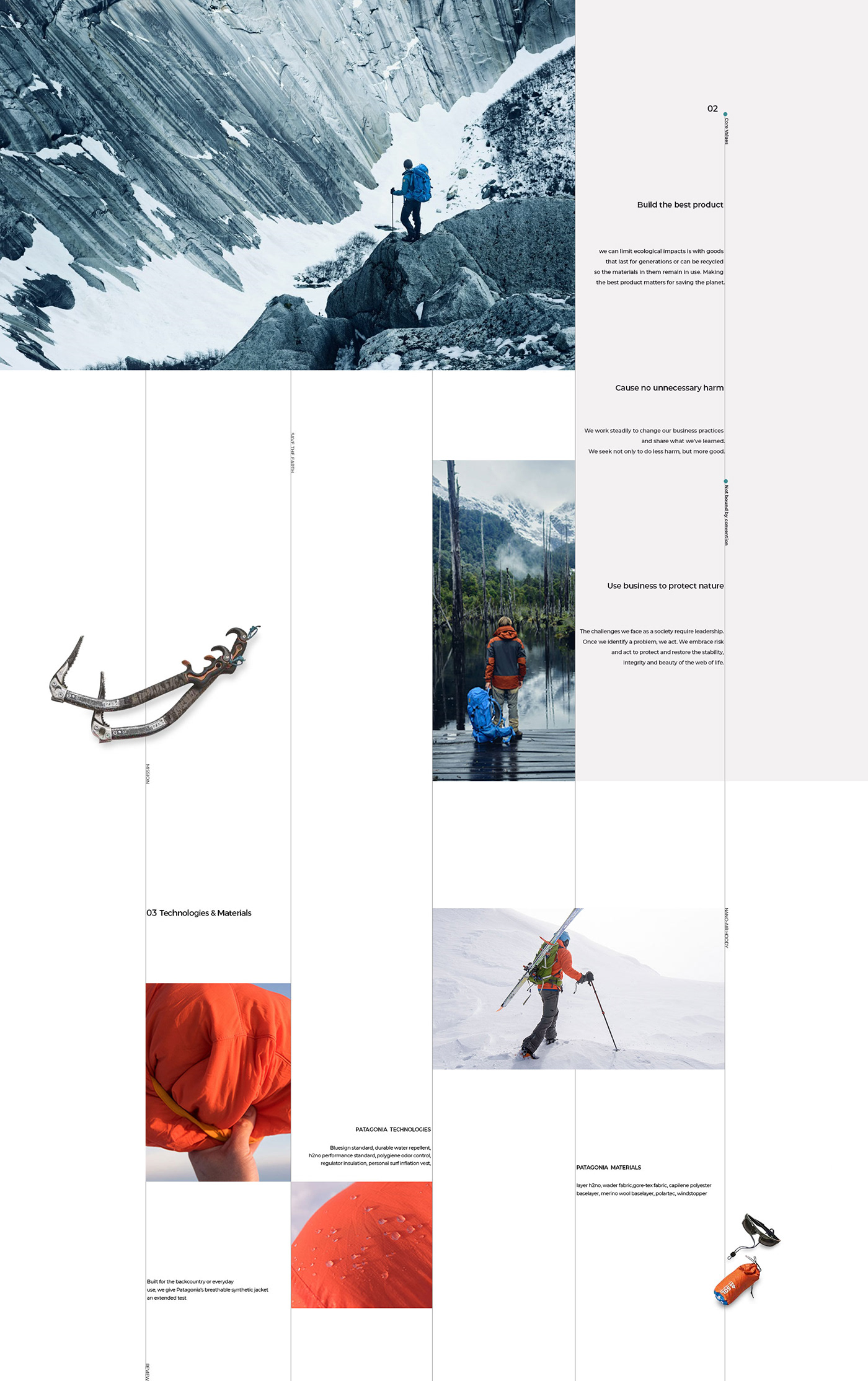 patagonia interaction Interaction design  Web Design  sport Outdoor grid northface columbia Nike