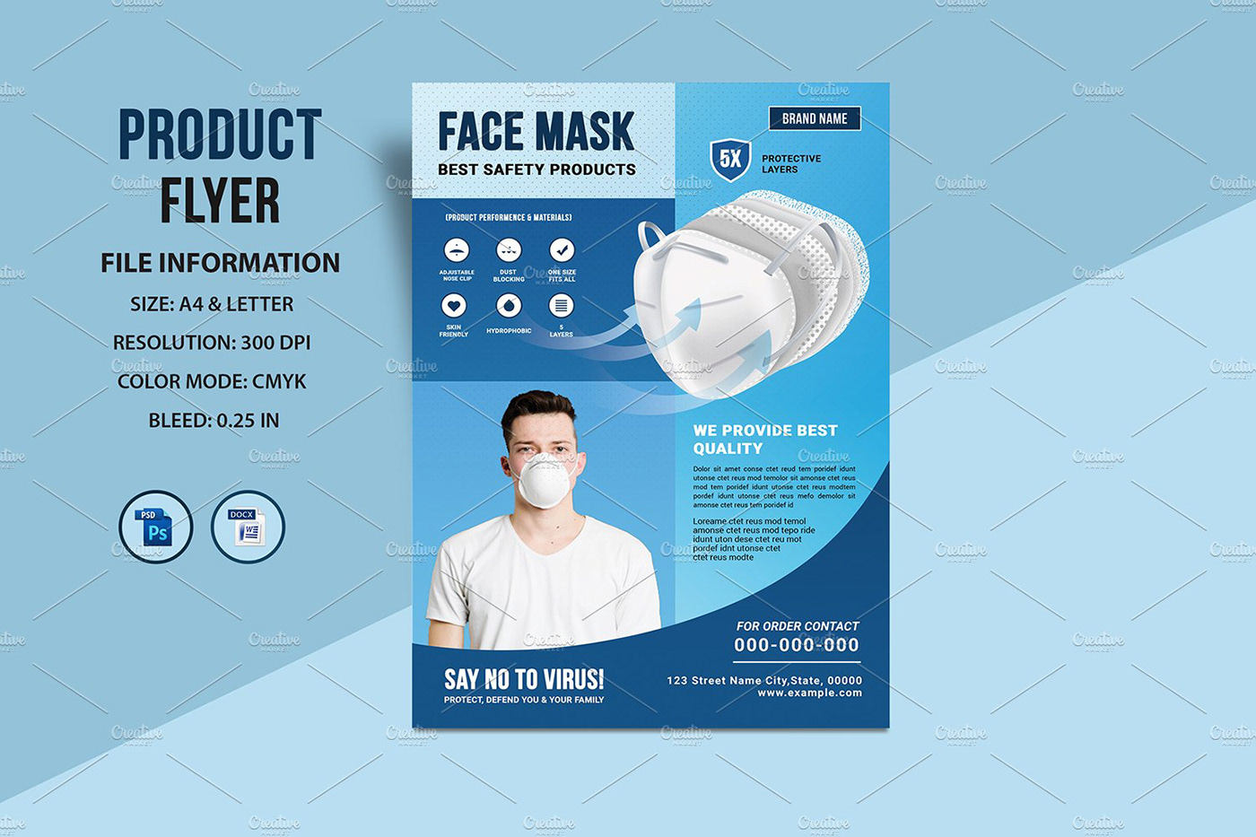 Corona Virus Protection Covid 19 delivery service Face mask hand wash ms word photoshop template product sell Promotional Banner sell