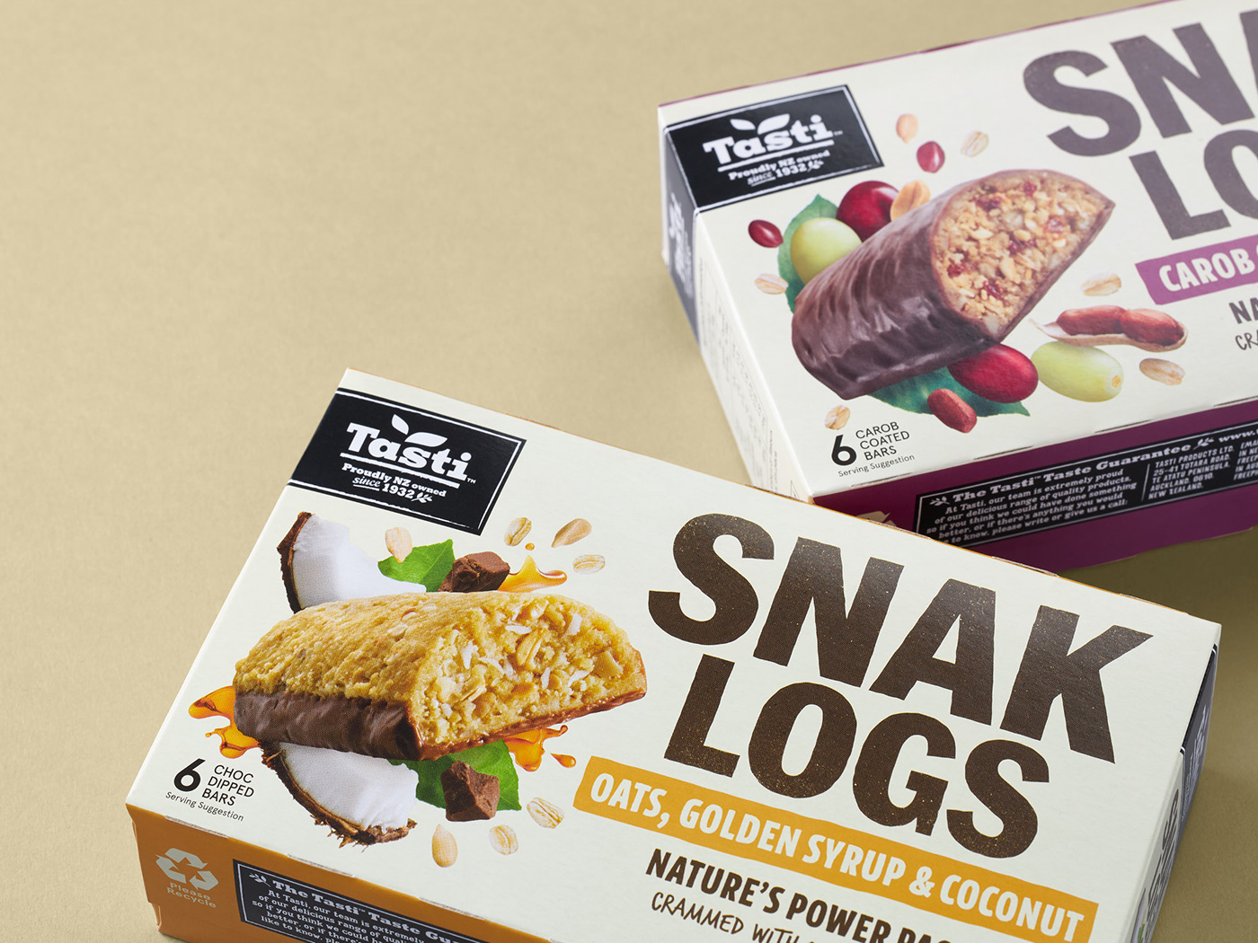 design logs muesli bar New Zealand Packaging snack snak tasti