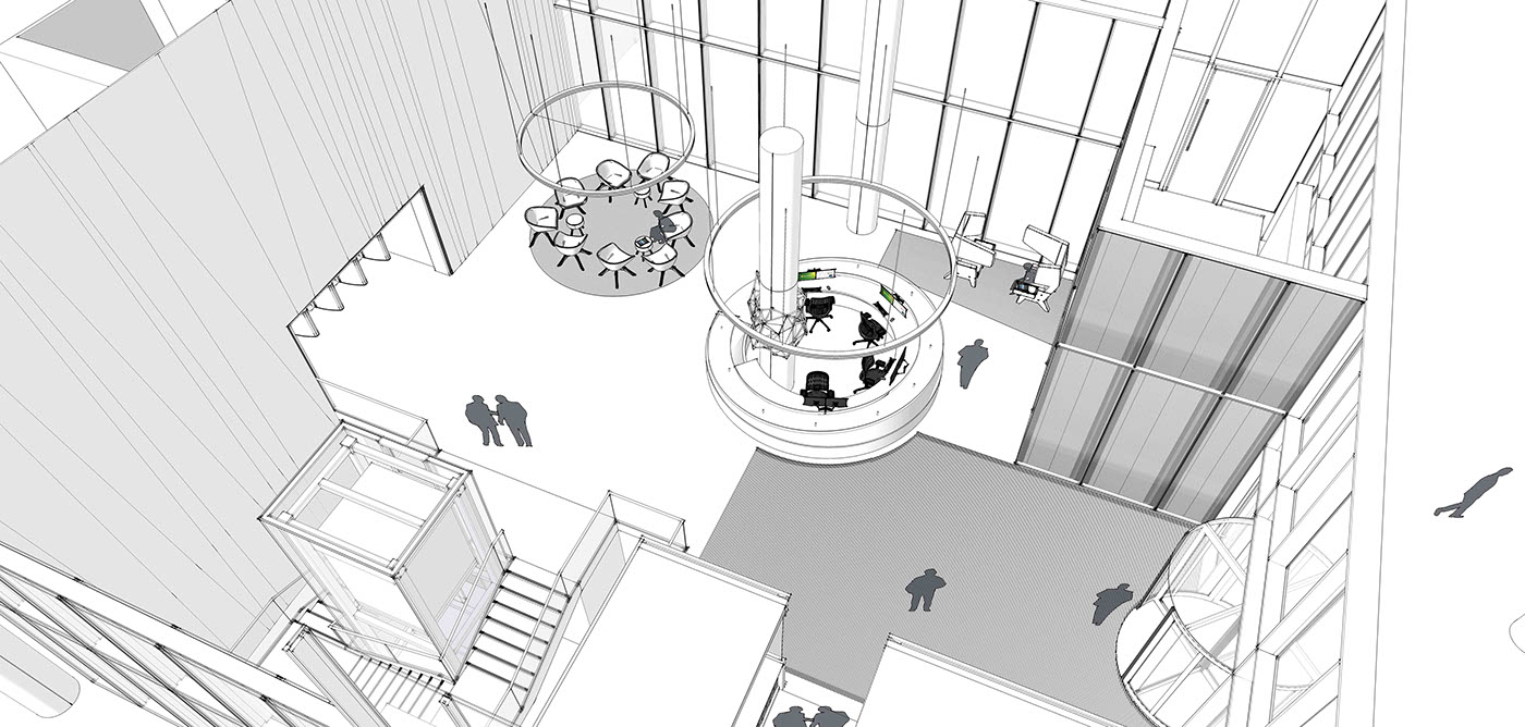 SketchUP 3D model Interior London reception refurbishment Office