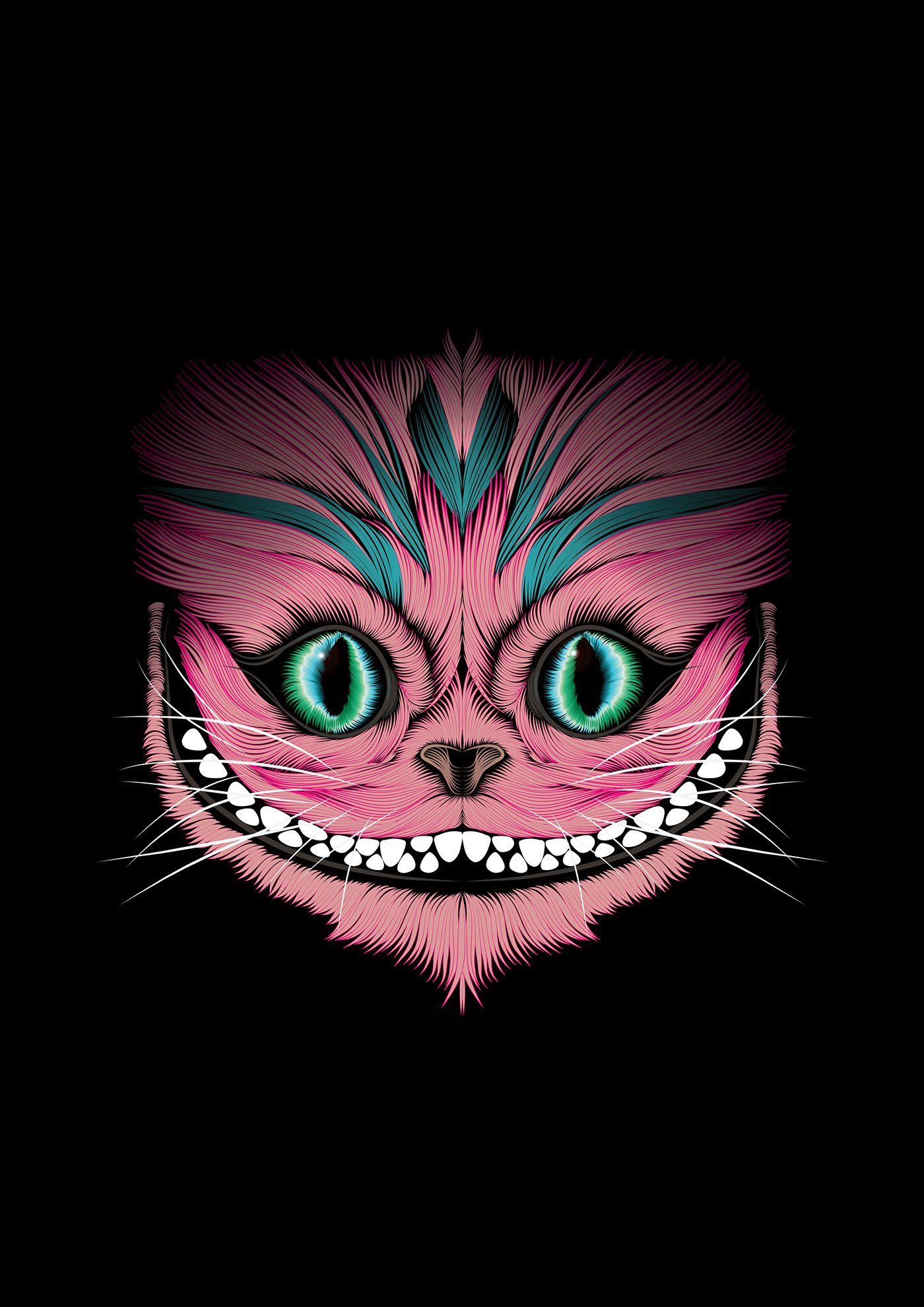 alice in wonderland cheshire cat line symmetry alice disney llustrator wacom car eyes smile strips