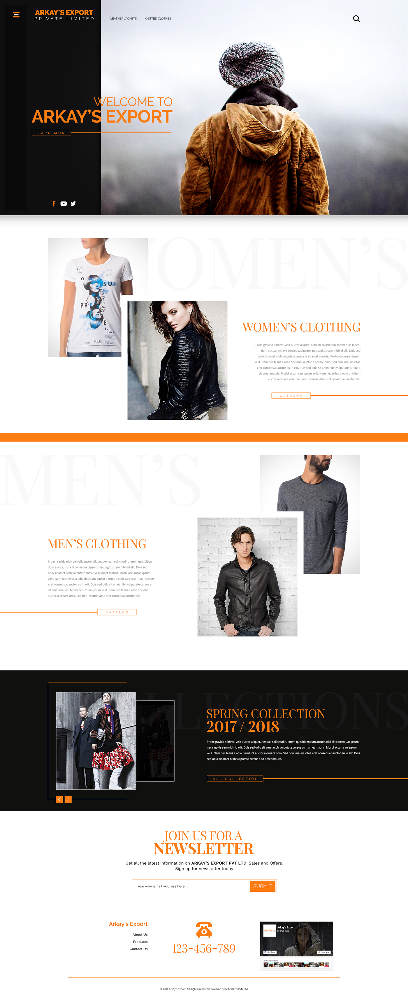 Web design graphic new leather jacket cloth black orange