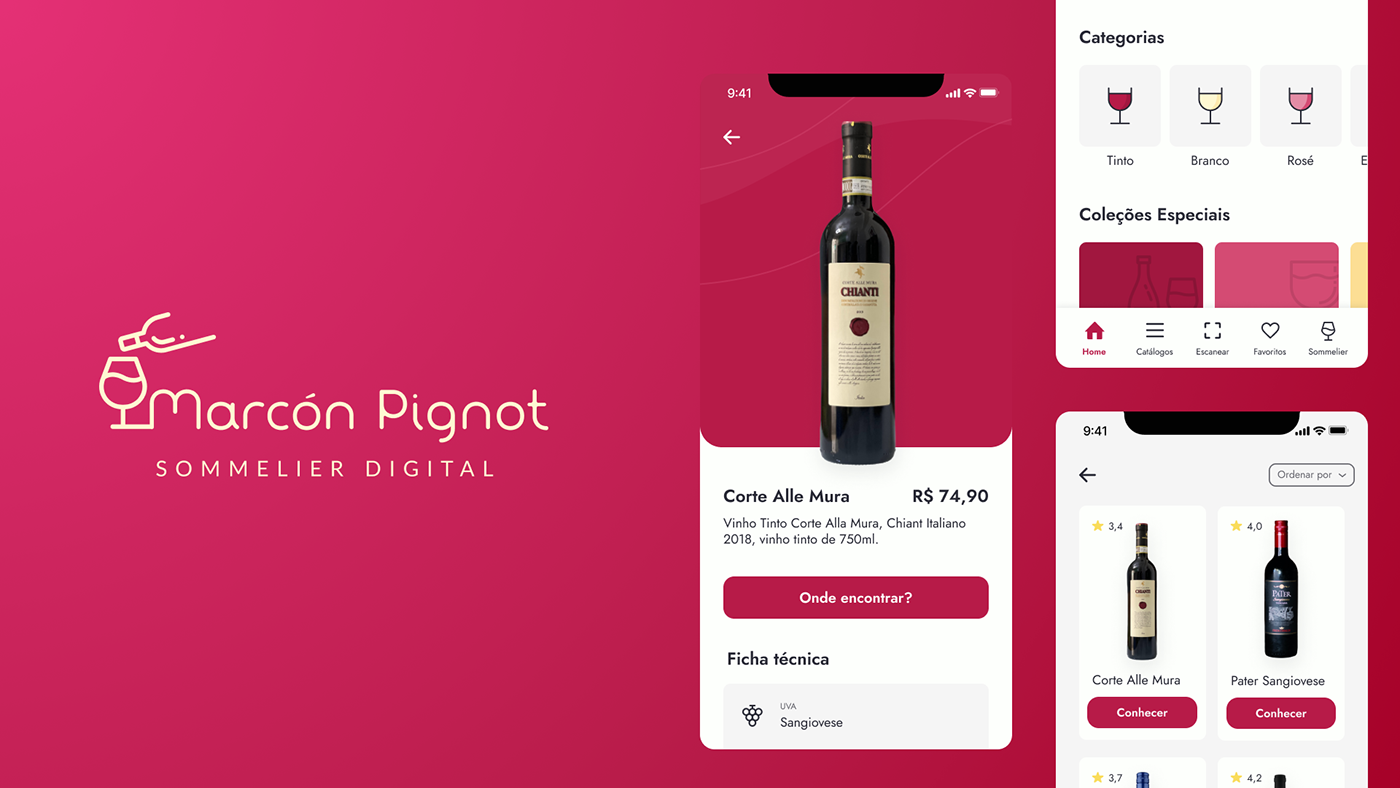 app design Sommelier ui design wine