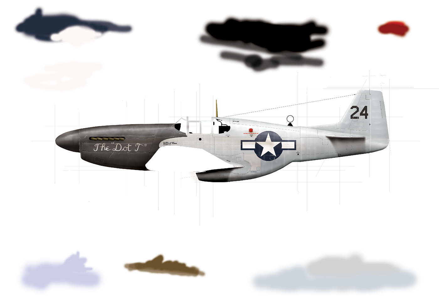 WWII P-51 Mustang fighter plane John Mollison ww2 airplane aviation art Aircraft profile apple pencil