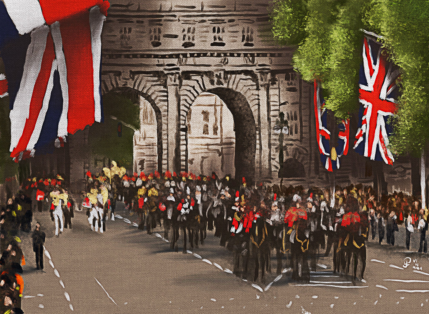 british impressionist jubiulee parade patriotic union jack