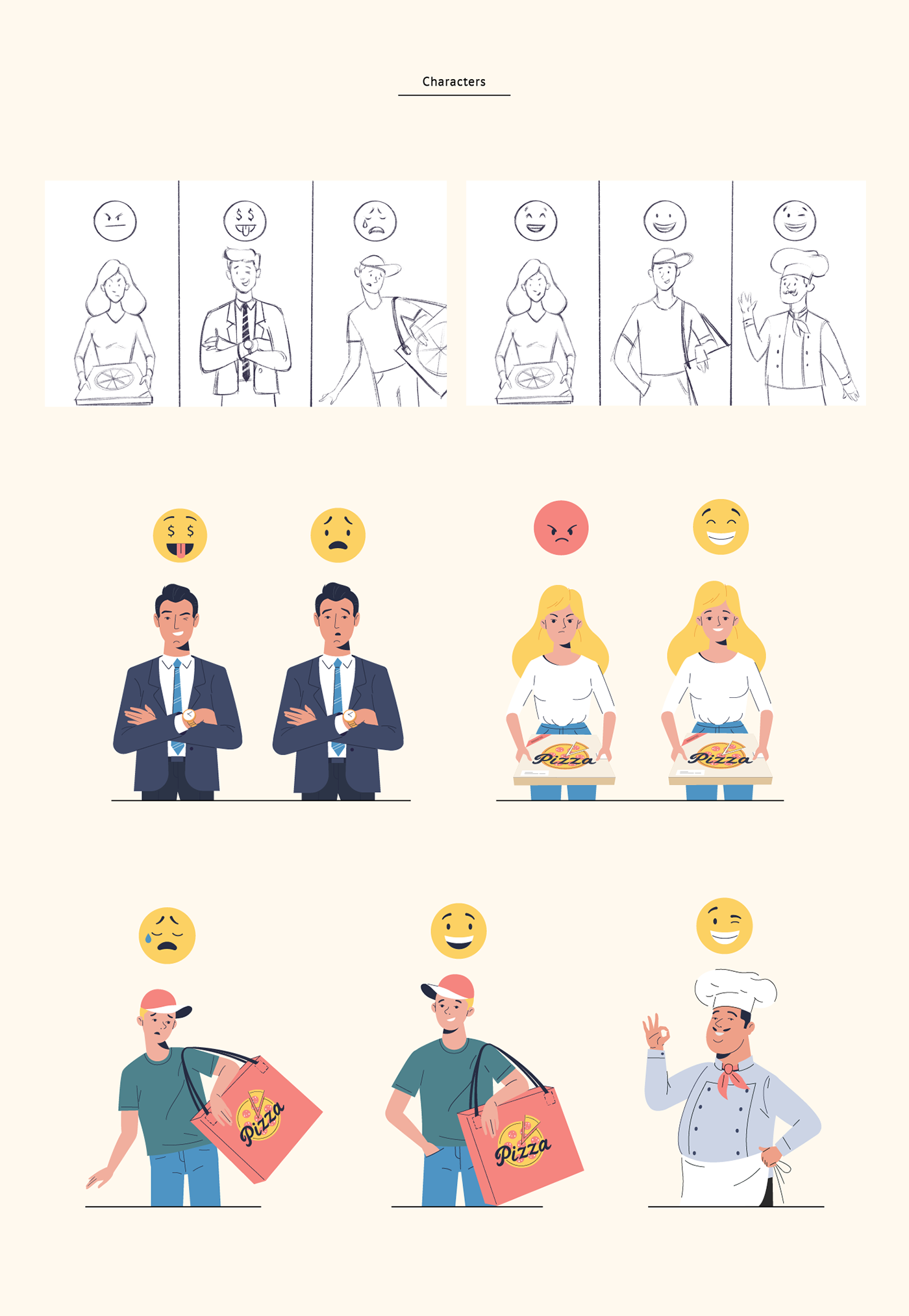 illustrations moichen design blockchain characters Ico video Pizza Food  animation  design