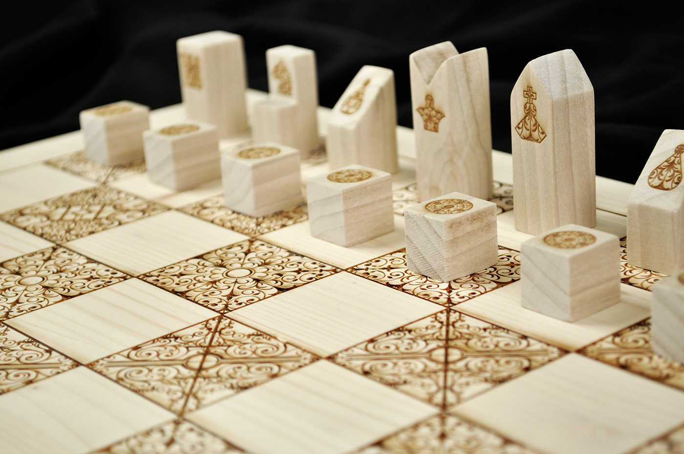 chess laser engraving wood