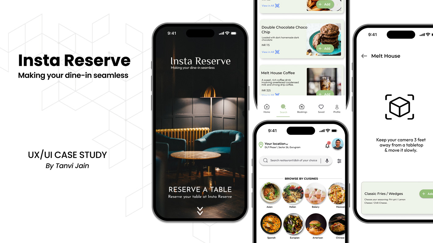 Dine In App restaurant menu augmented reality app ui design Reservation app Finedine uiuxdesign diningexperience restaurantmanagement Why the Wait