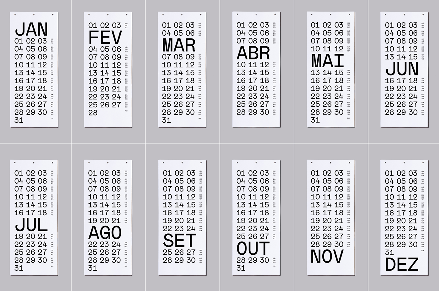 architecture black and white calendar grid lifestyle modernism planner product design  three typography  