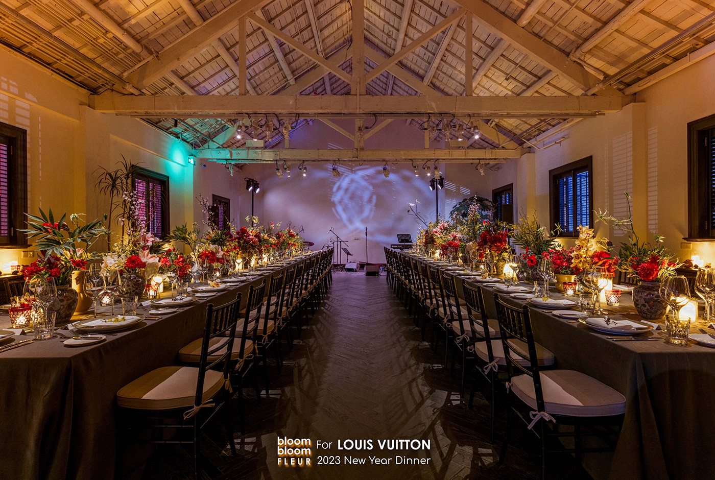 Flowers Louis vuitton luxury brand identity floral dinner Event party
