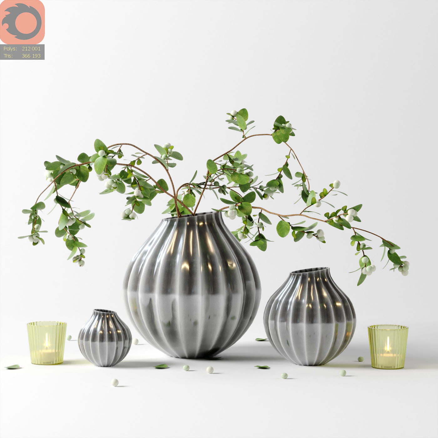 Snowberry ceramics  Vase candle Plant corona Interior