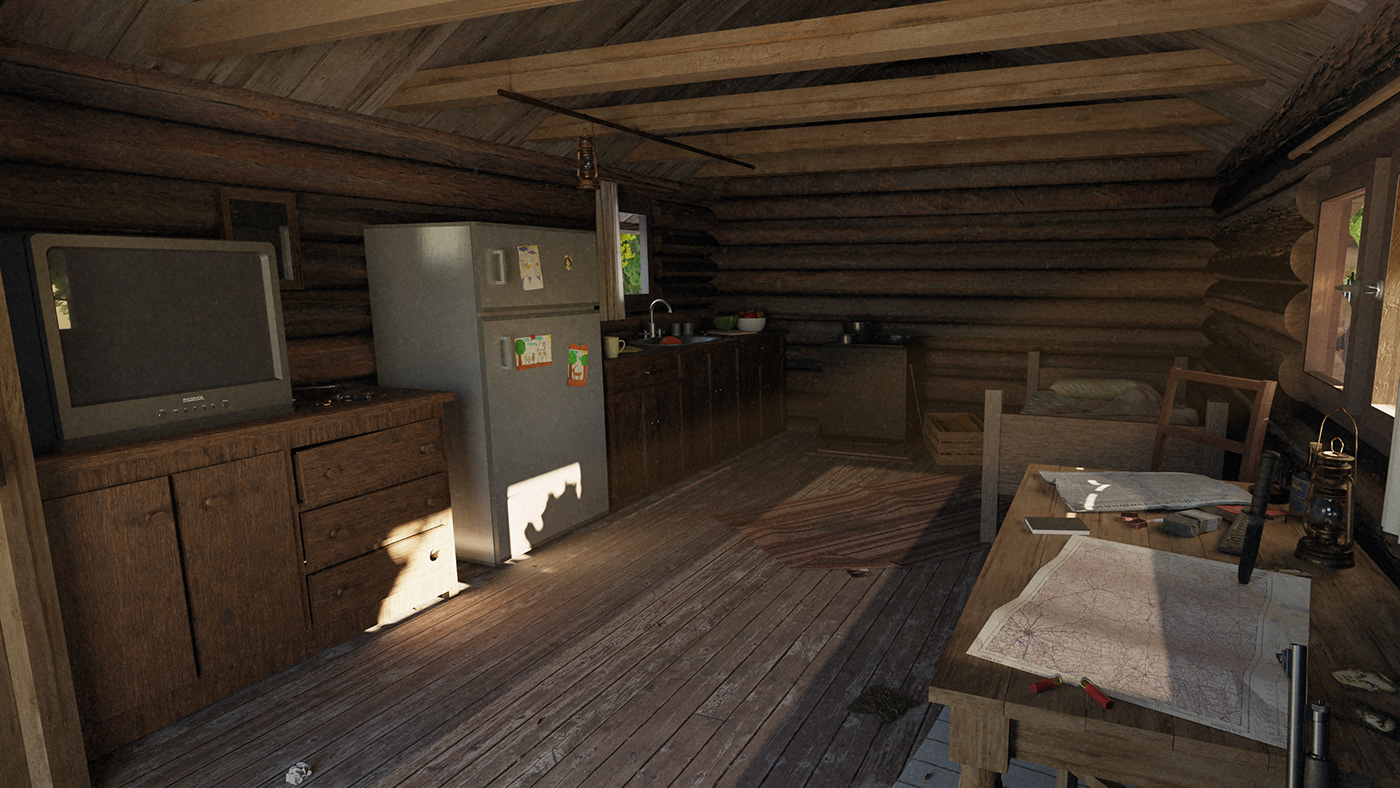 3D blender cabin Classic environment hunter Nature Render vintage woods