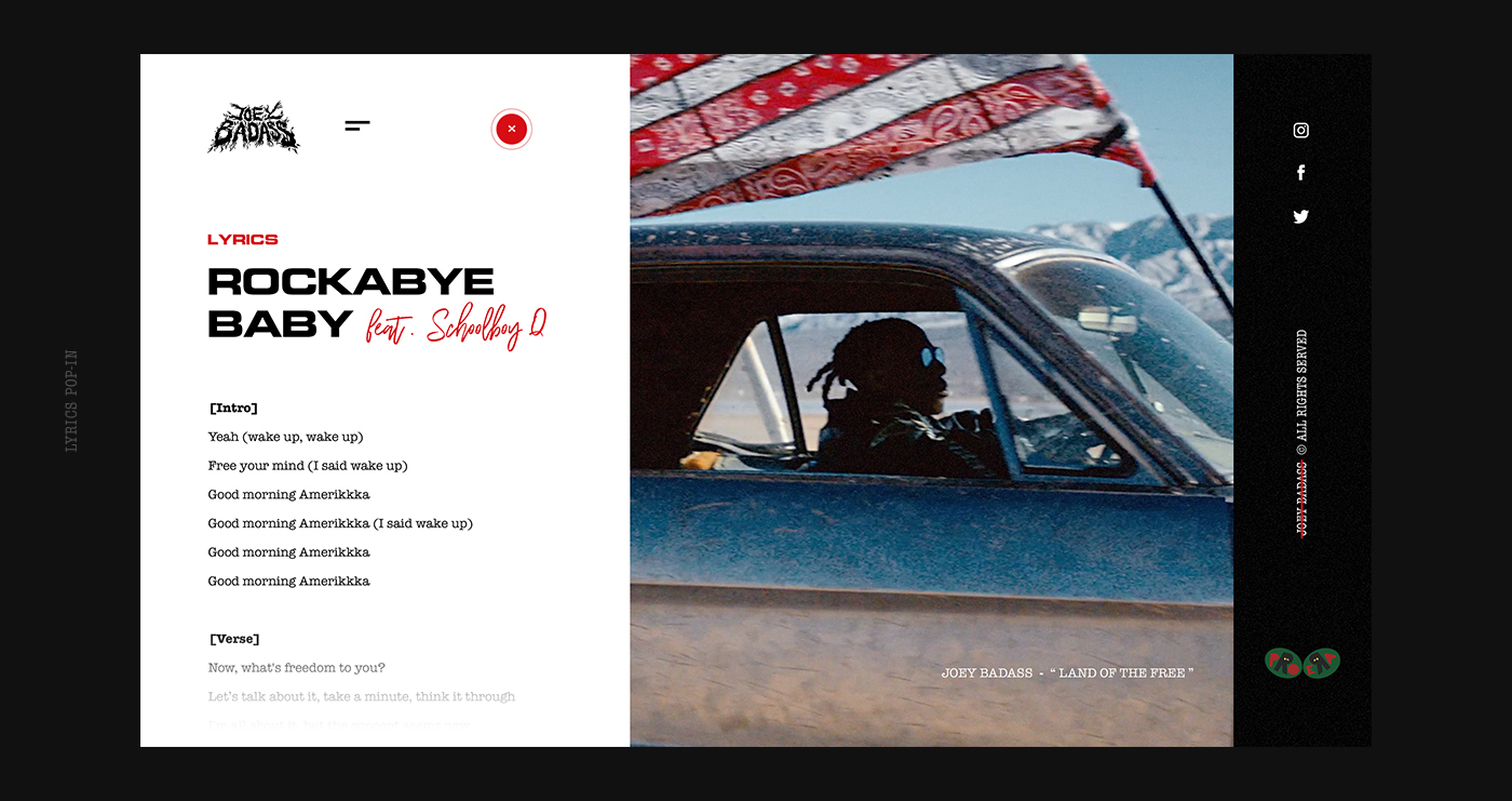 redesign Webdesign interaction hip-hop joey badass UI/UX Album identity rap music