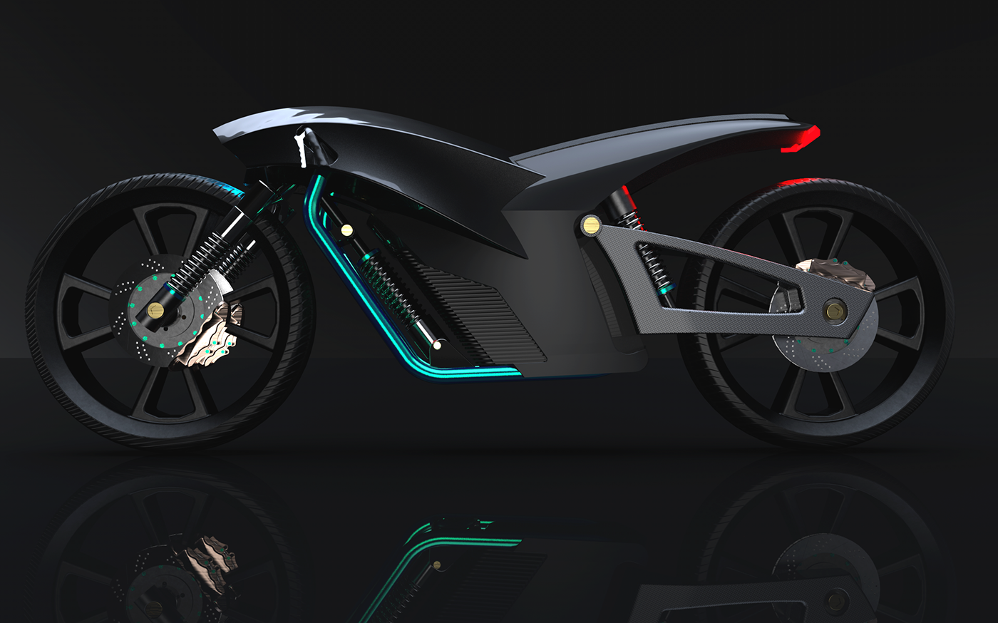 Bike design Transport motorbike car 3D art light blue elctro