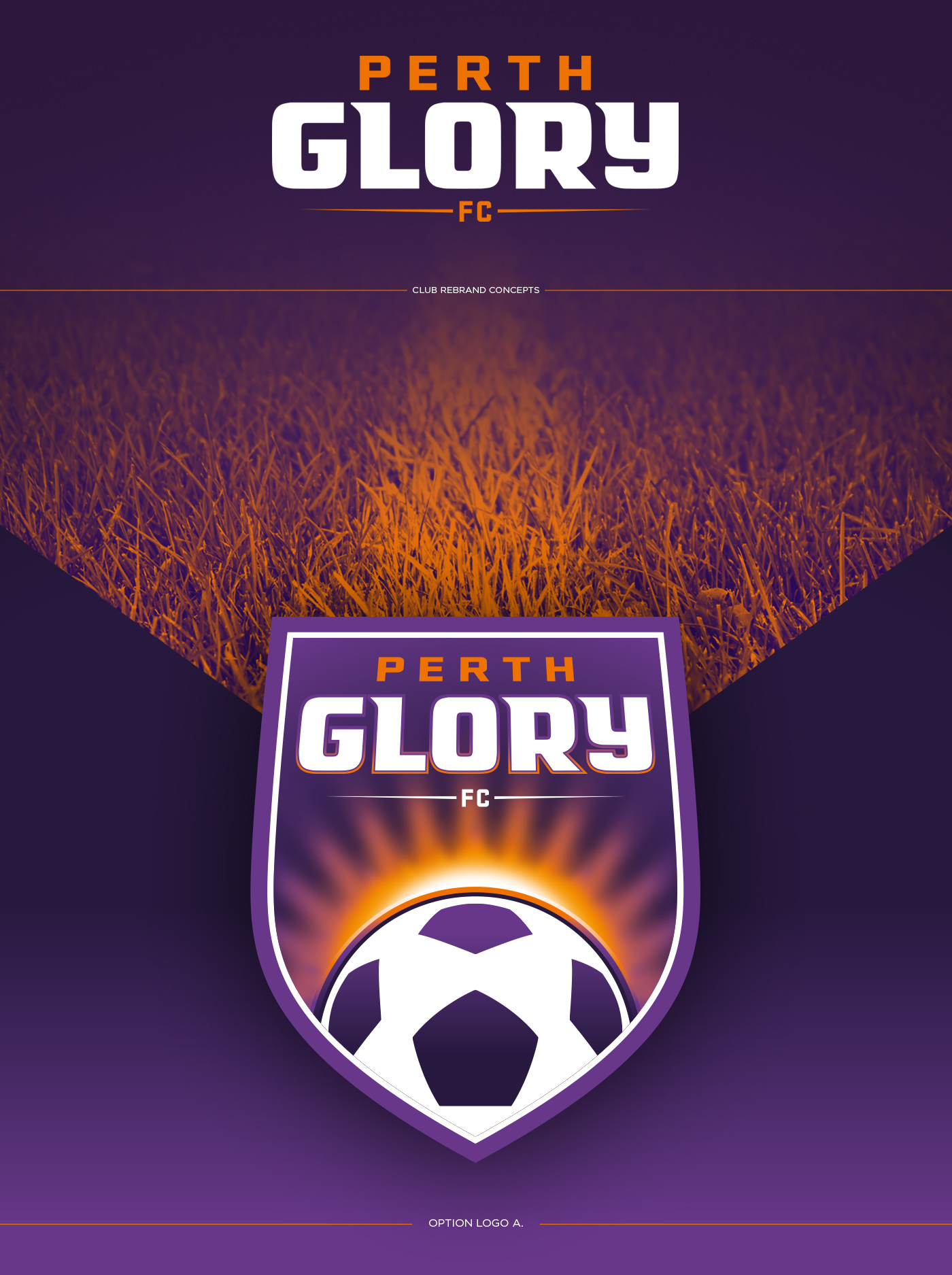 perth glory soccer logo concept purple orange a-league