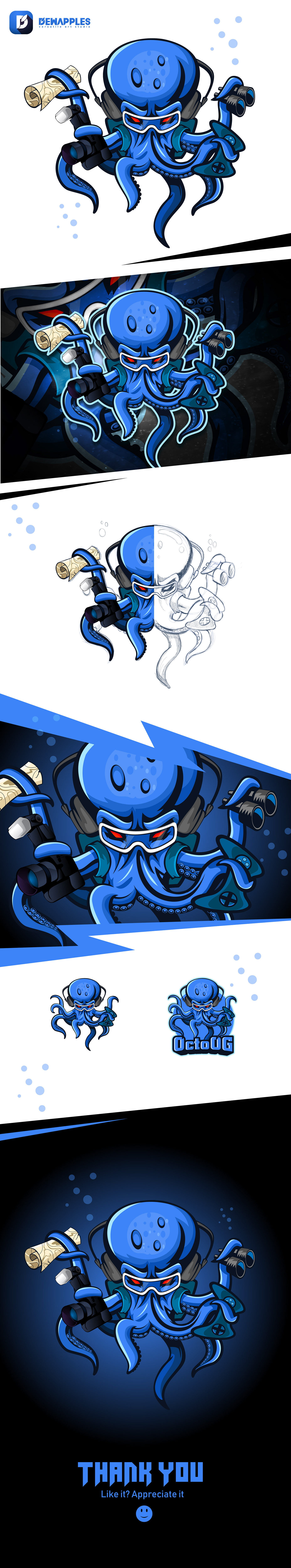 Mascot logo mascotlogo octopus Travel Gaming ILLUSTRATION  underwater design