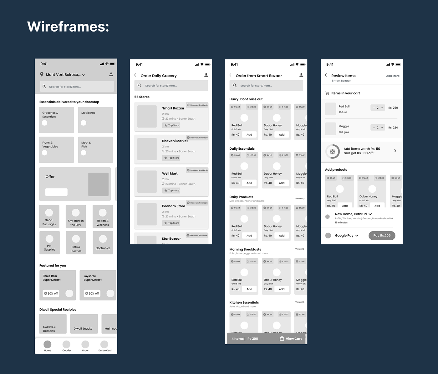 dunzo UX design redesign Interaction design  product design  UI/UX Figma app design Case Study