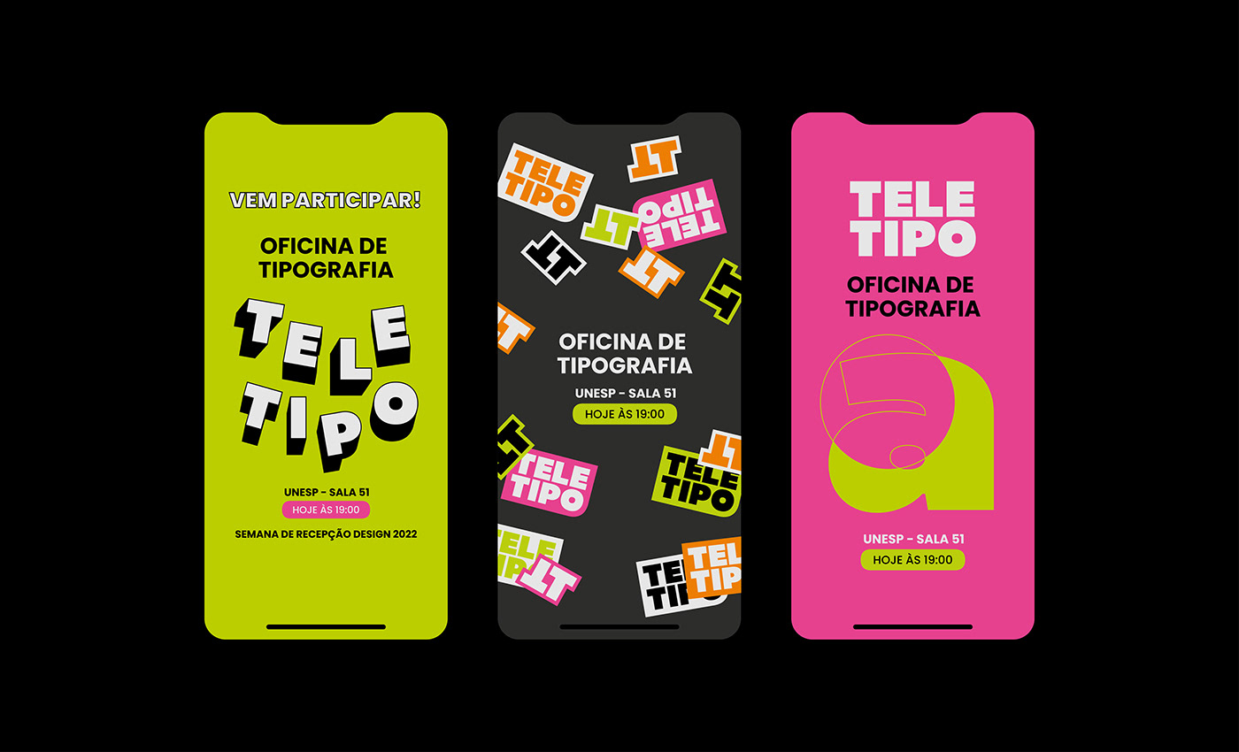 design Workshop stickers Ensino Motion Type tipografia type design brand Brasil identity