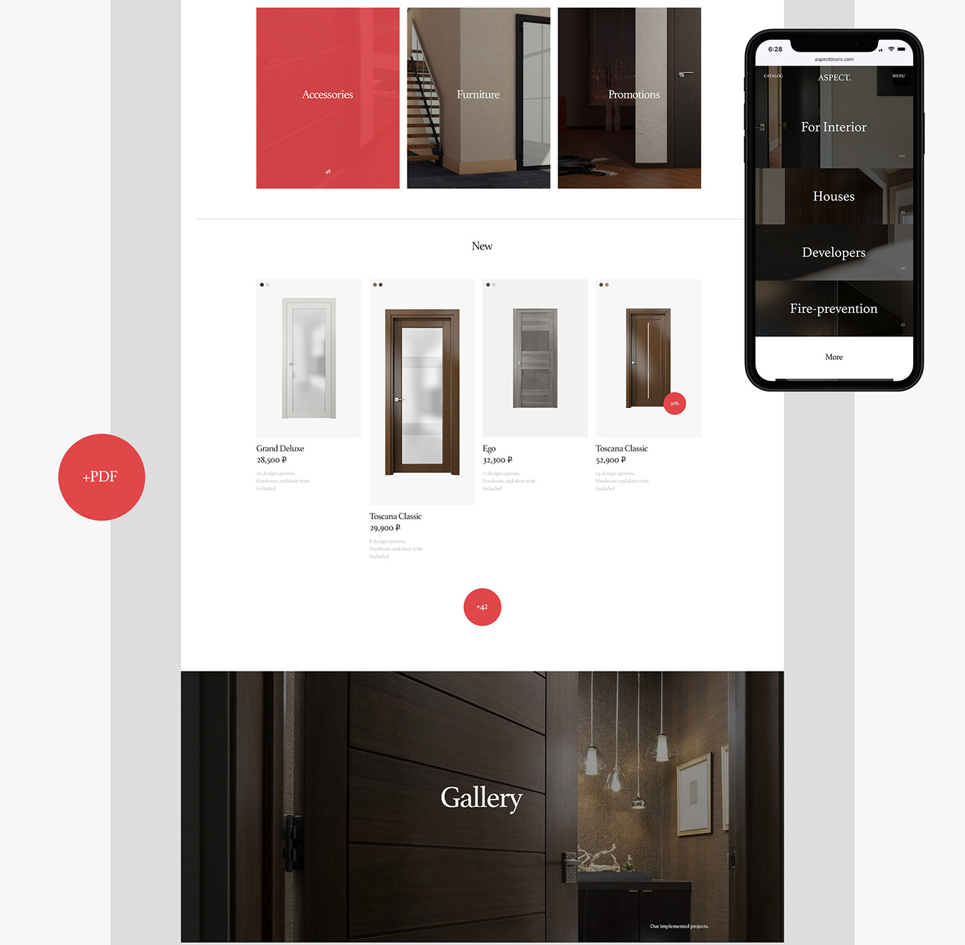 Interior Web Website promo catalog minimal typography   desktop mobile wood