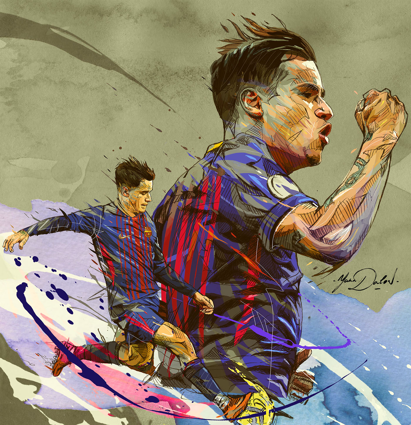 FC Barcelona lionel messi andres iniesta Philip Coutinho soccer football FIFA World Cup champion's league dynamic portrait movement