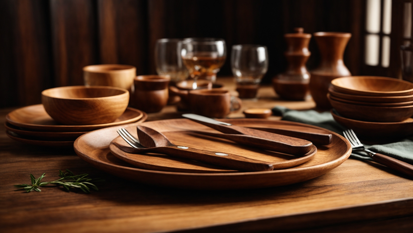 wood dinner dinner set Social media post ceramic product design  Pottery Packaging