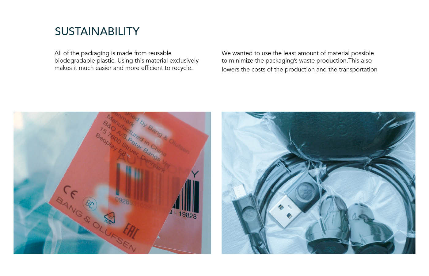 Packaging branding  earphones vacuumpack video Bang & Olufsen visual design social media plastic Sustainable