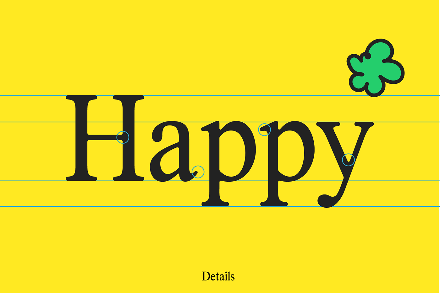 the word happy written in Lastik font
