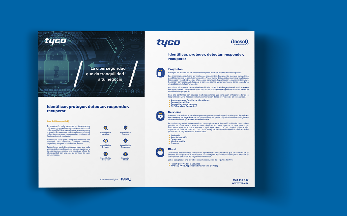 brochure bifold Bi-fold security ciberseguridad Tyco oneseq