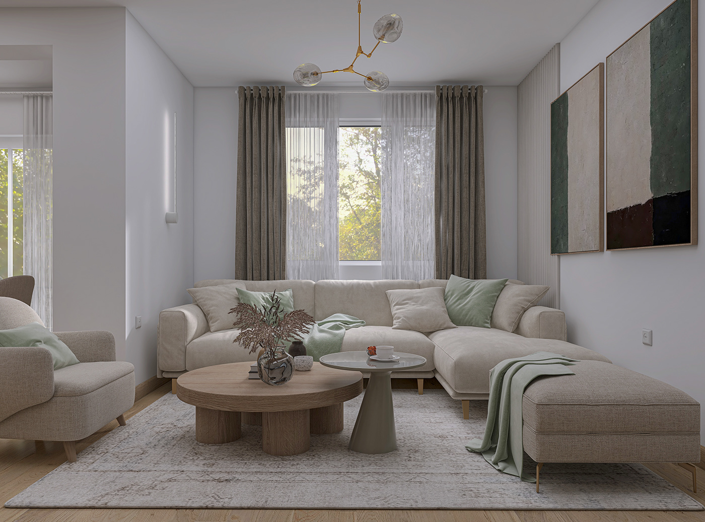Sink modern visualization architecture interior design  Render 3D corona living room neutral colors