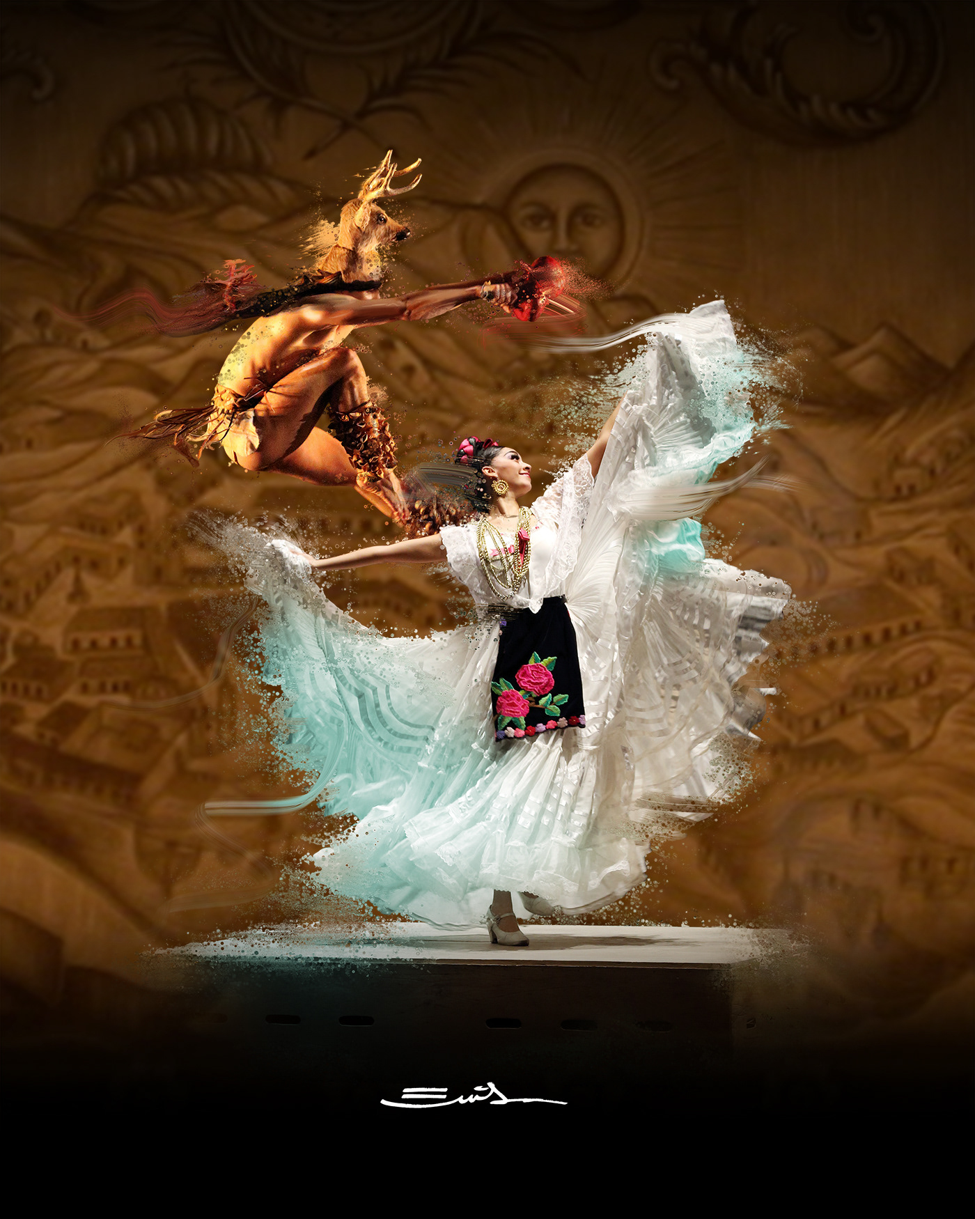 ballet mexico dancers graphic art folkloric dance