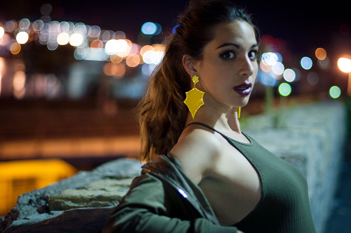 city lights night Portraiture portrait sofia hassan model girl Make Up genova Italy