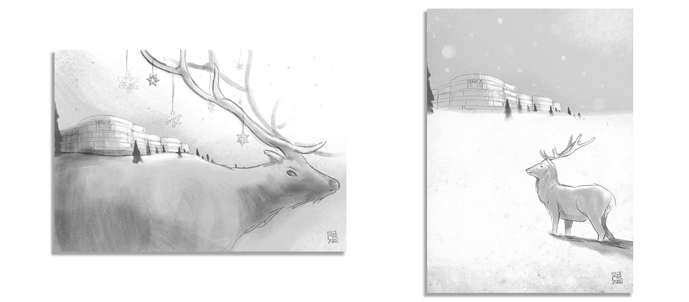card Christmas elk fairy ILLUSTRATION  Merry Christmas Natale snow winter xmas