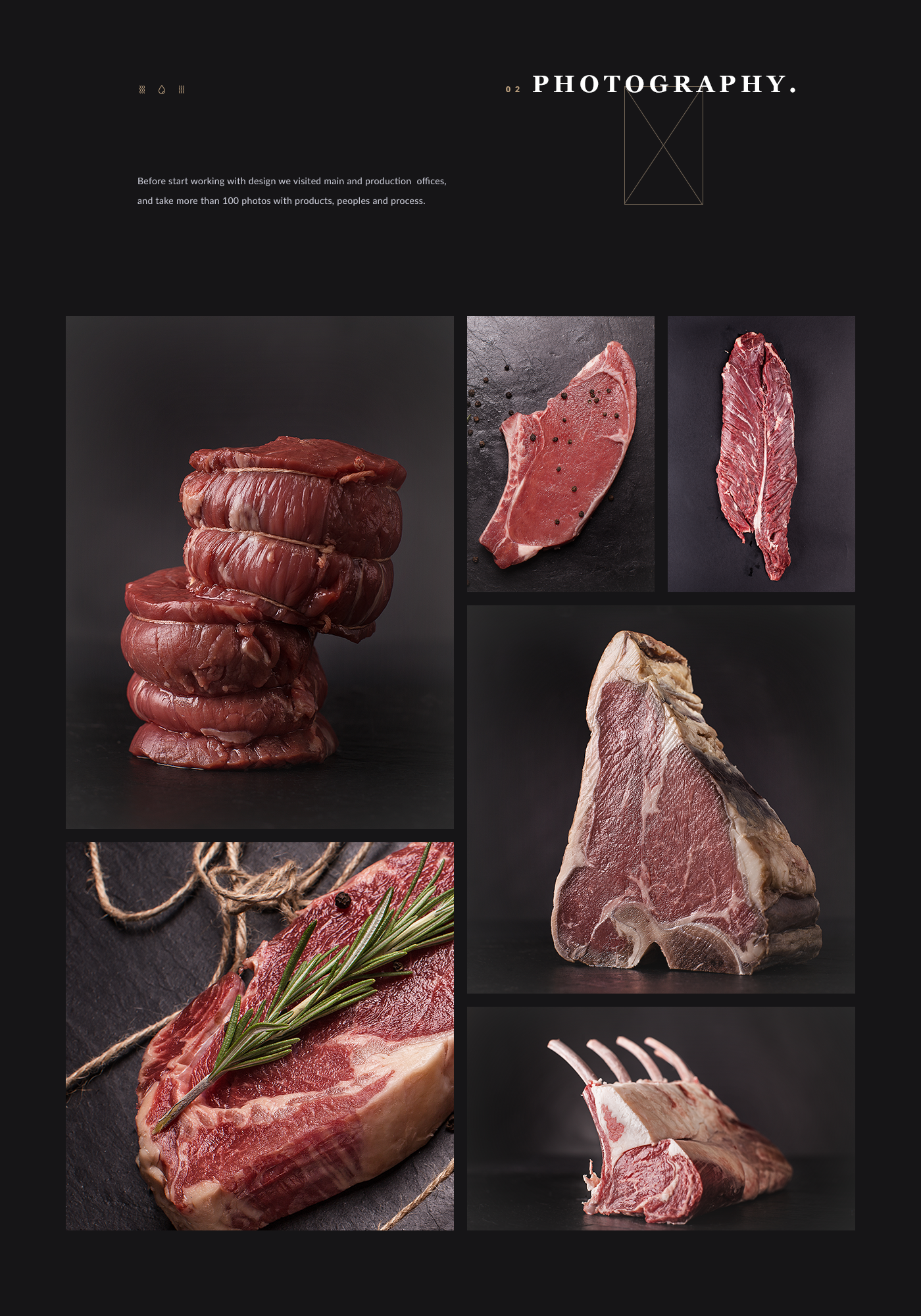 design UI ux wireframes Website site clean minimal photo meat