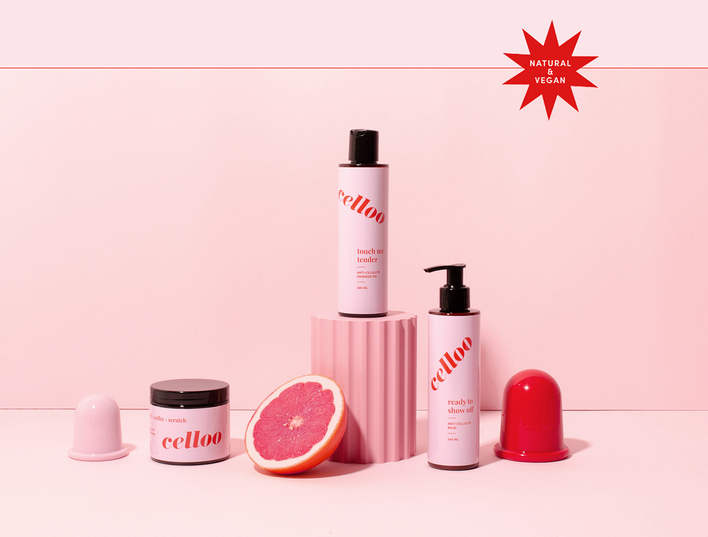 beauty branding  cellulite Cosmetic cosmetics Fun minimal pink red skincare