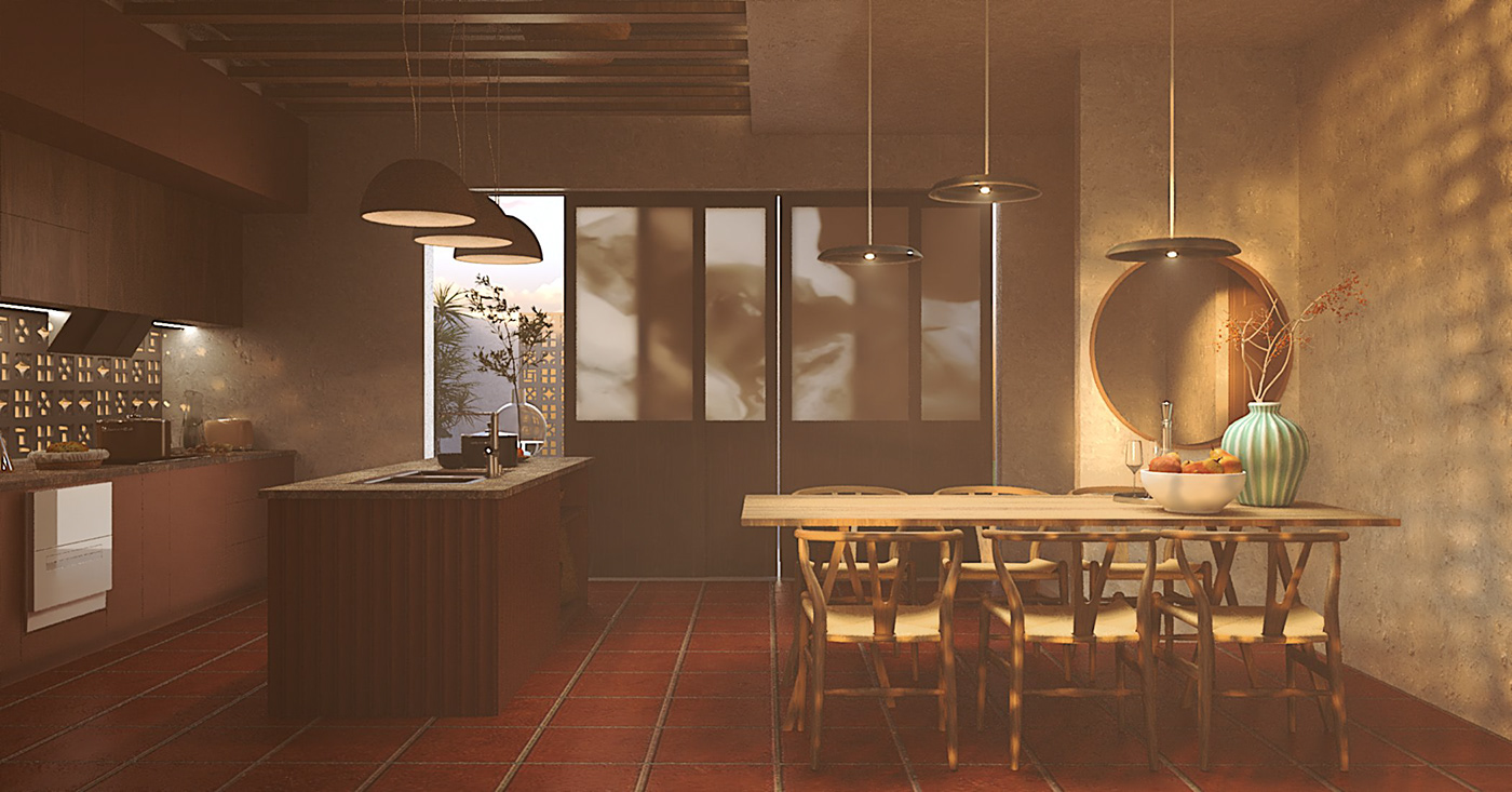 furniture kitchen interior design  rustic vray skecthup 3D architecture