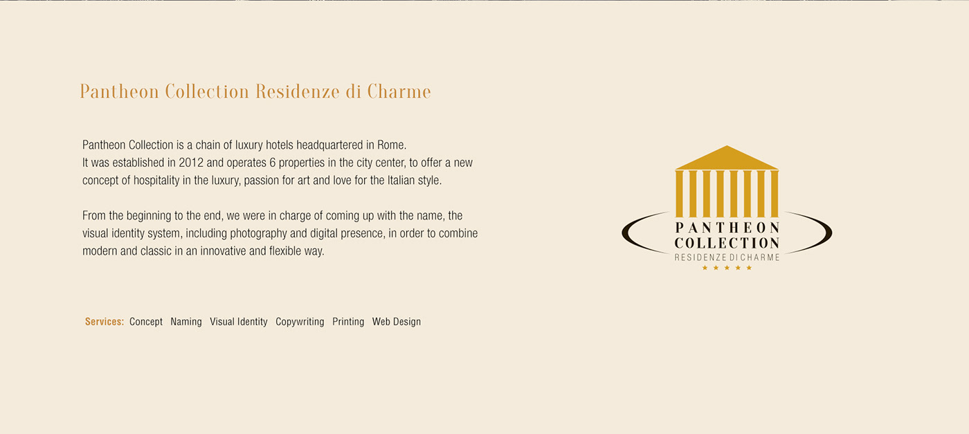 brand identity hotel Interior Italy luxury pantheon collection Photography  Rome suites visual design