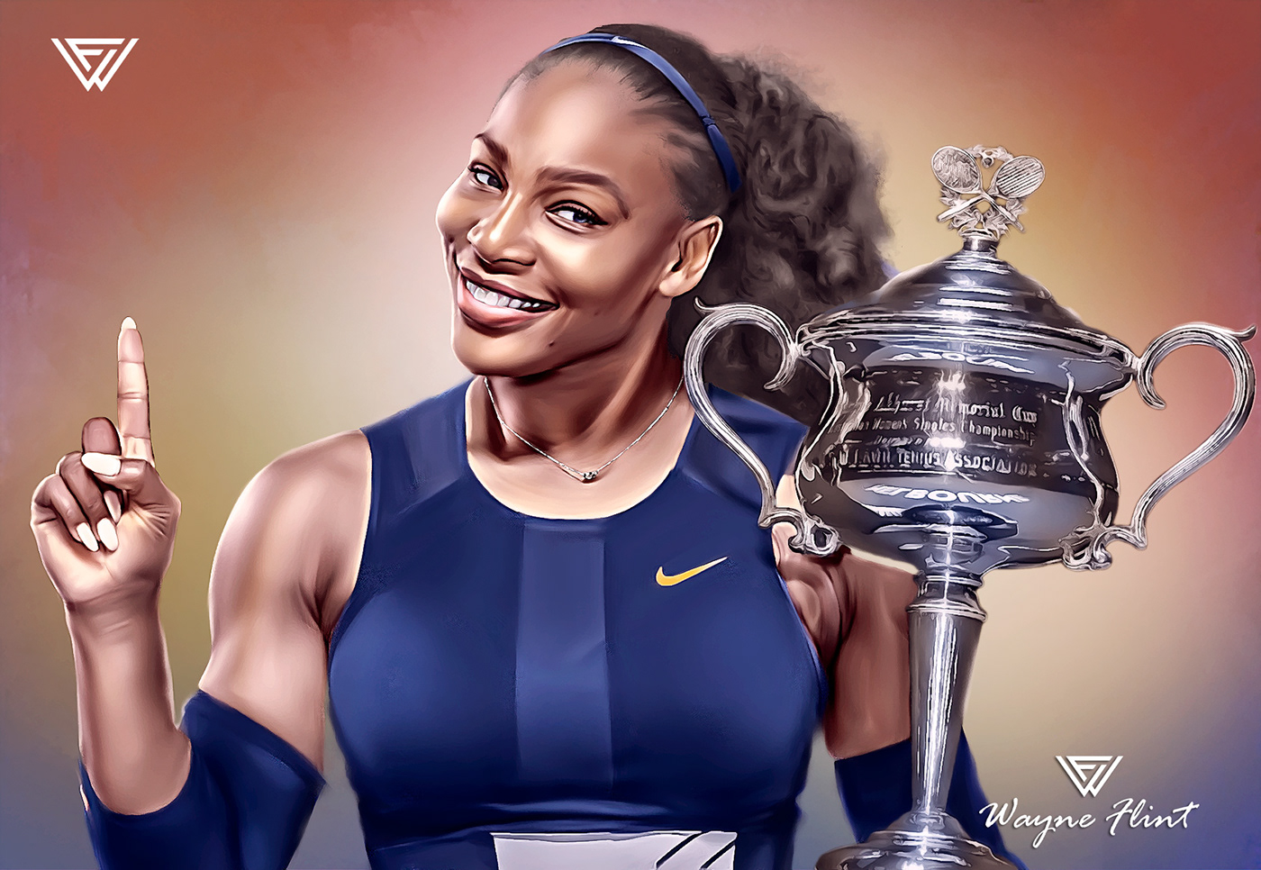 Digital Art  digital oil painting Serena Williams sports tennis venus Wayne Flint